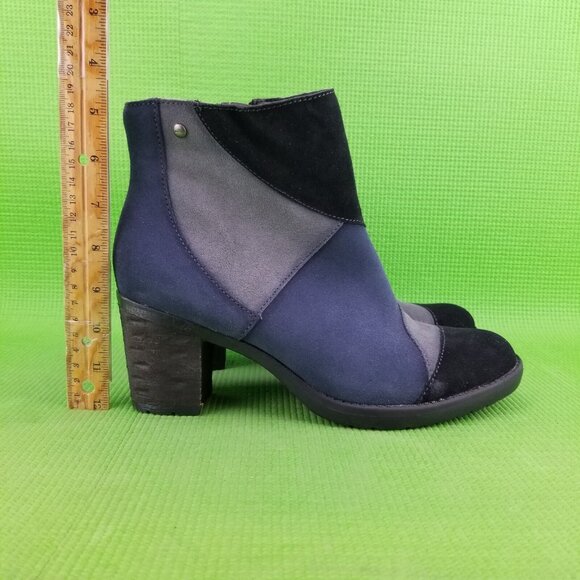✅Earth MALTA Black Multi Suede Ankle Booties Heel Side-Zip Womens 9.5B Shoe - Picture 3 of 11
